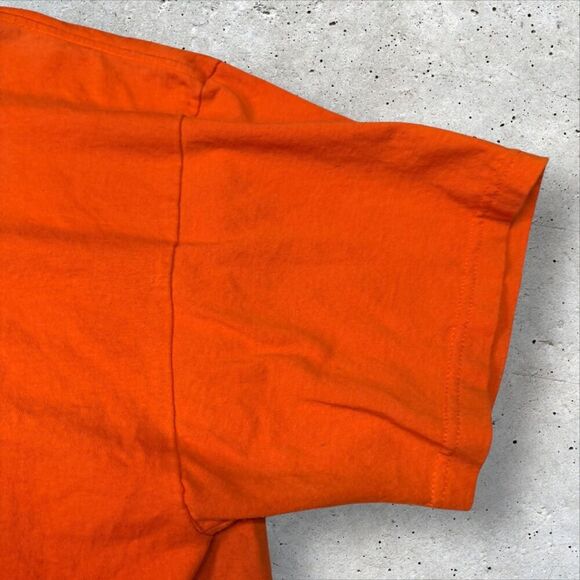 Vtg Johnny’s Route 69 Biker Pinup T-Shirt Orange Sz XL Motorcycle Chopper Moon - Picture 9 of 16